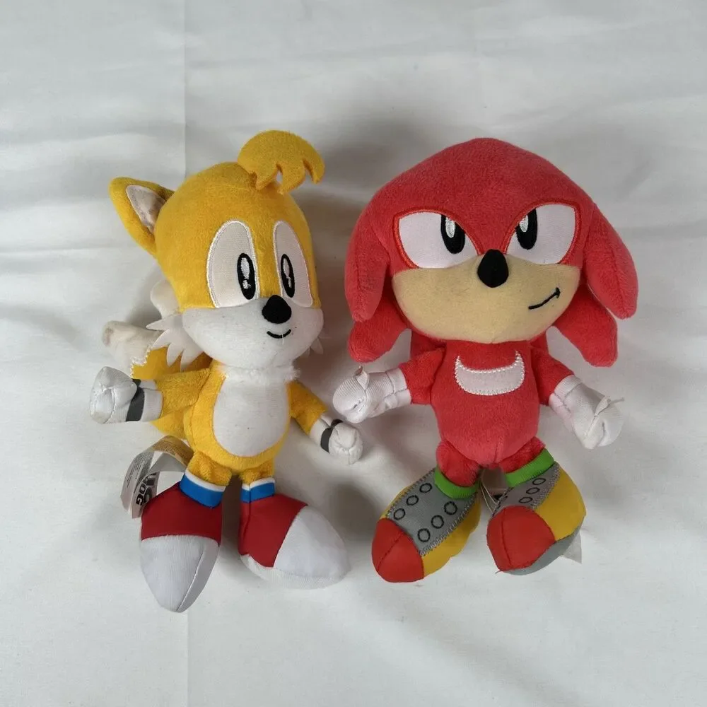 Sonic the Hedgehog Knuckles Red and Tails Yellow 8-inch Plush 2023 Stuffed Toy